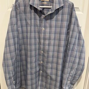 Michael Kors Gray and Blue Checkered Shirt